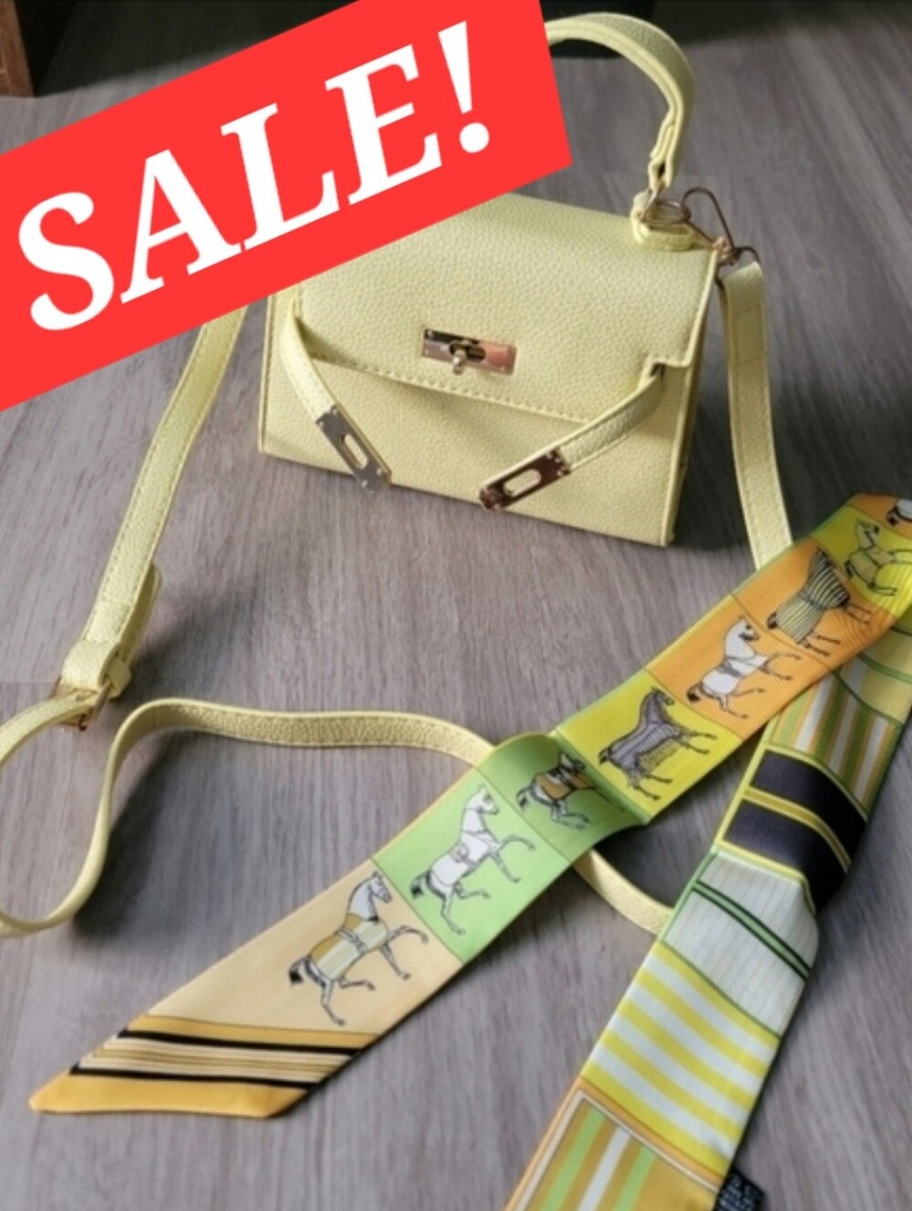🔴58 Sale!! Elegant Vegan Leather Crossbody And Horse Twilly Scarf
